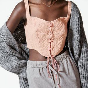ZARA PADDED DRAWSTRING CORSET S PINK | 3446/882